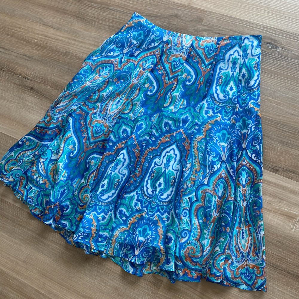 Ralph Lauren Flowy Blue Paisley Print Skirt